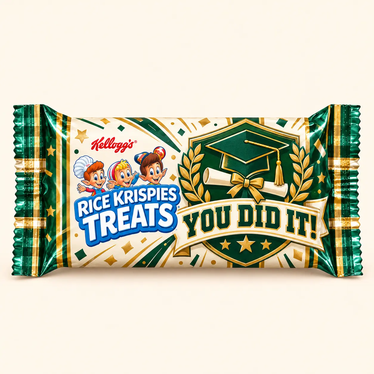 Emerald graduation Rice Krispies treat