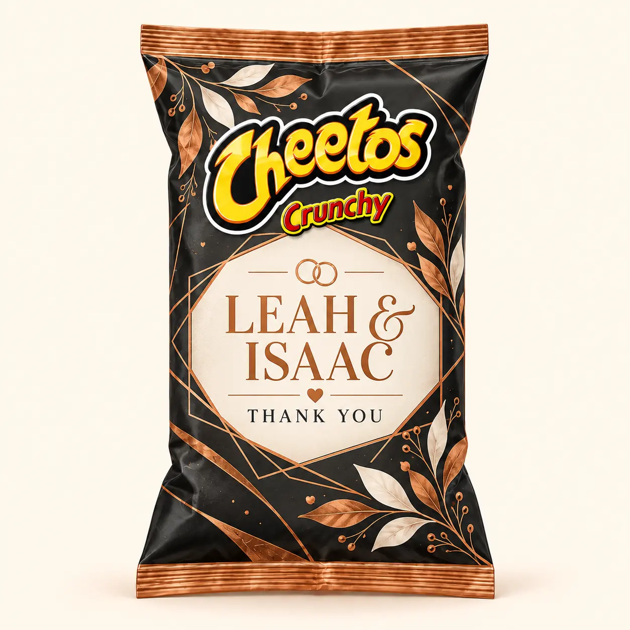 Wedding rings Cheetos bag