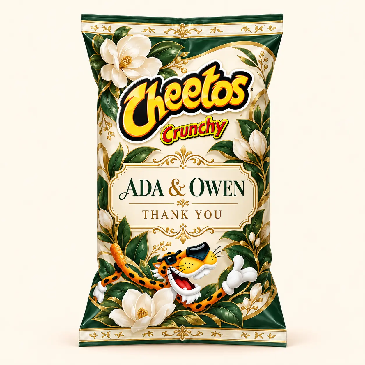 Magnolia wedding Cheetos bag