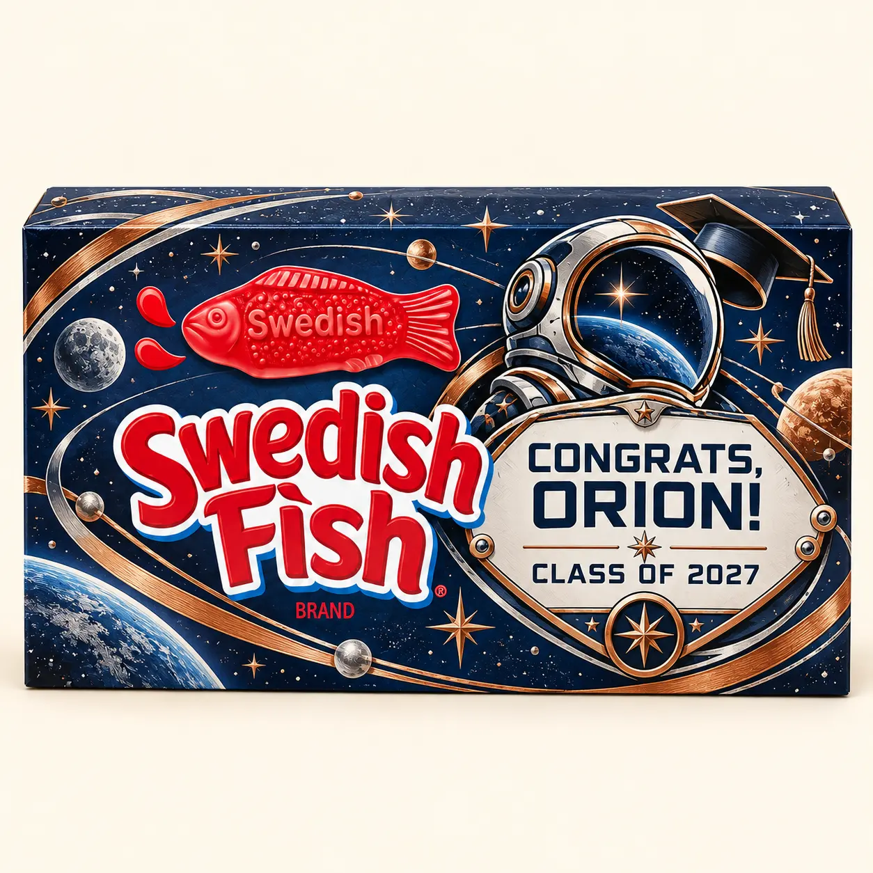Astronaut graduation Swedish Fish box