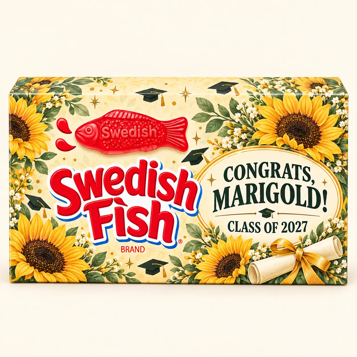 Sunflower graduation Swedish Fish box