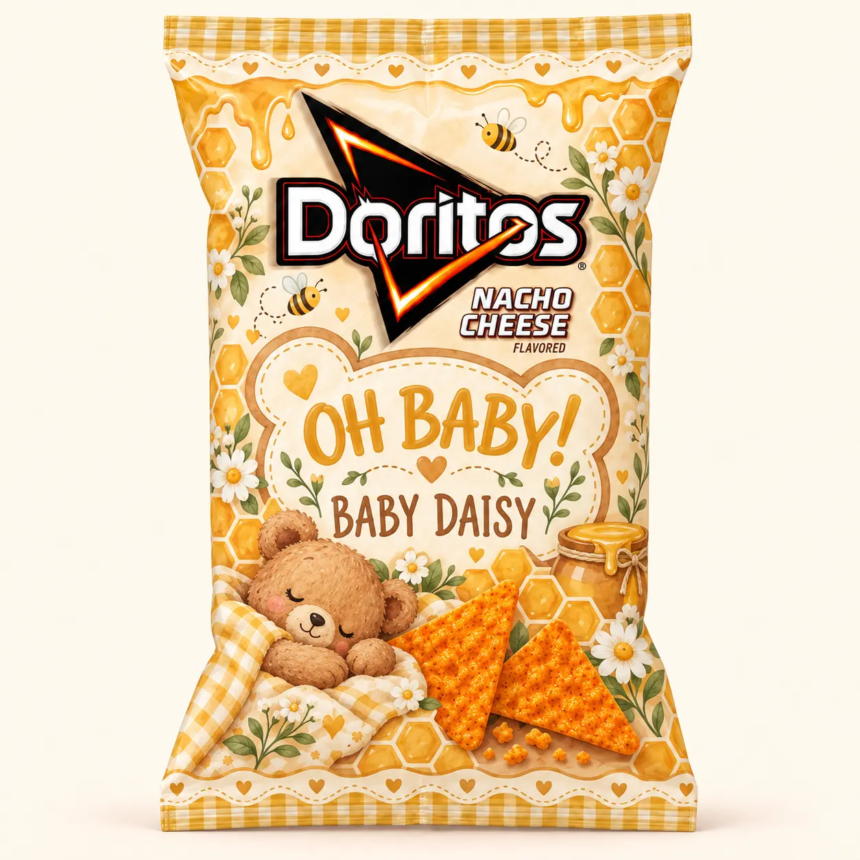 Teddy baby shower Doritos bag