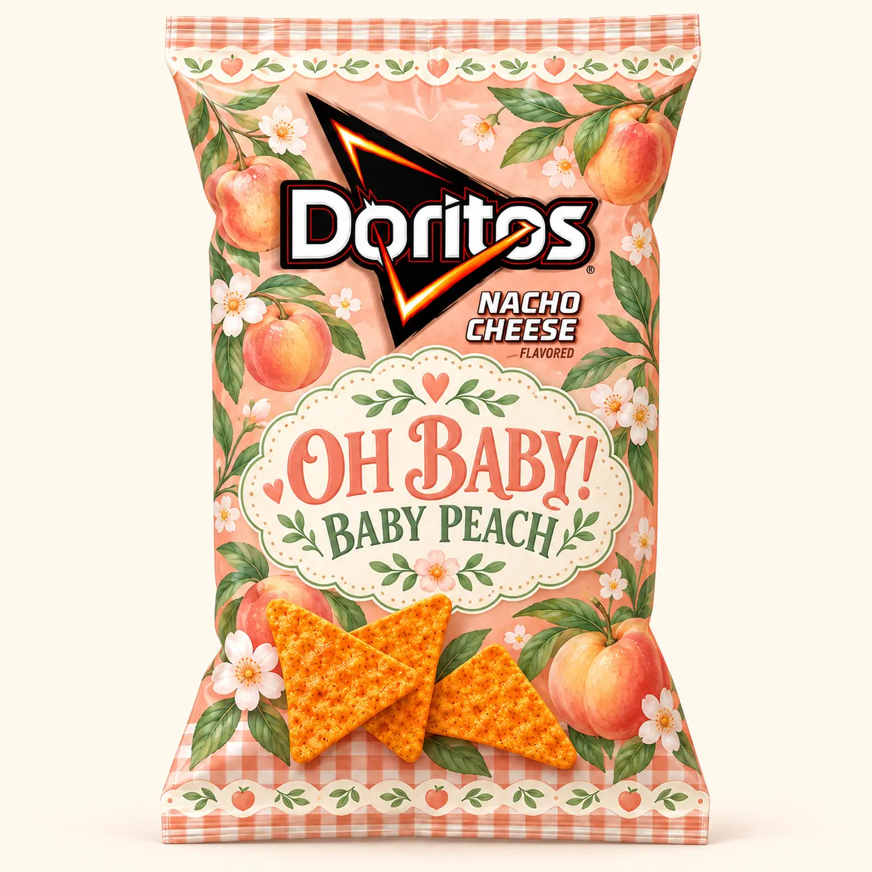 Peach baby shower Doritos bag