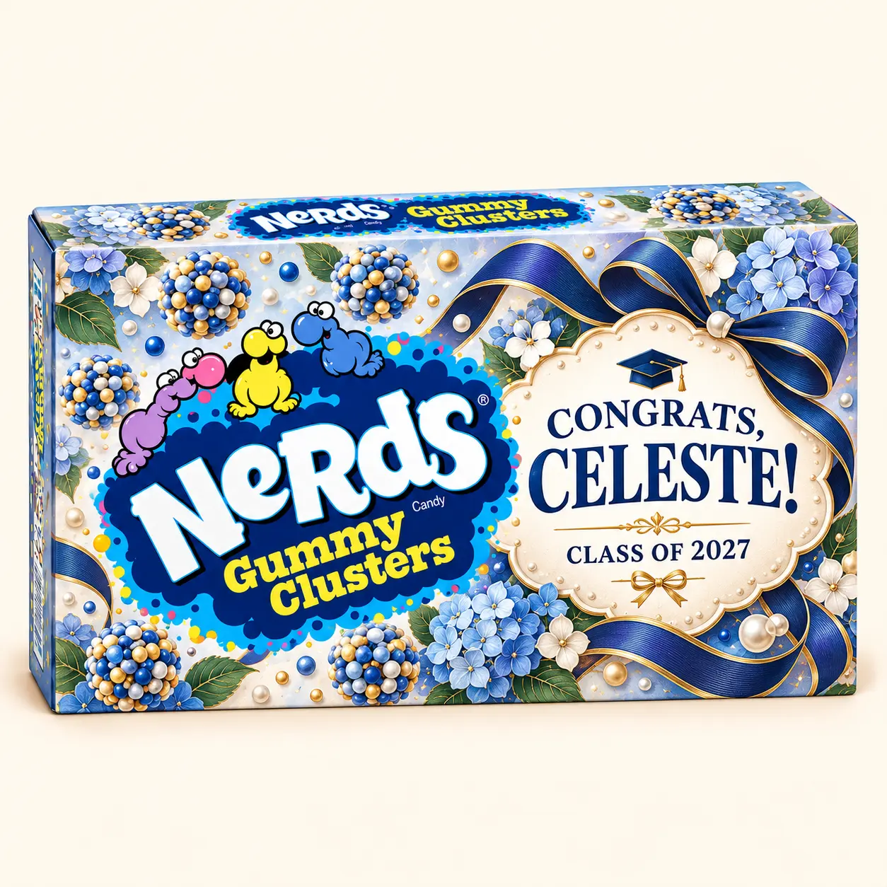 Blue ribbon graduation NERDS box