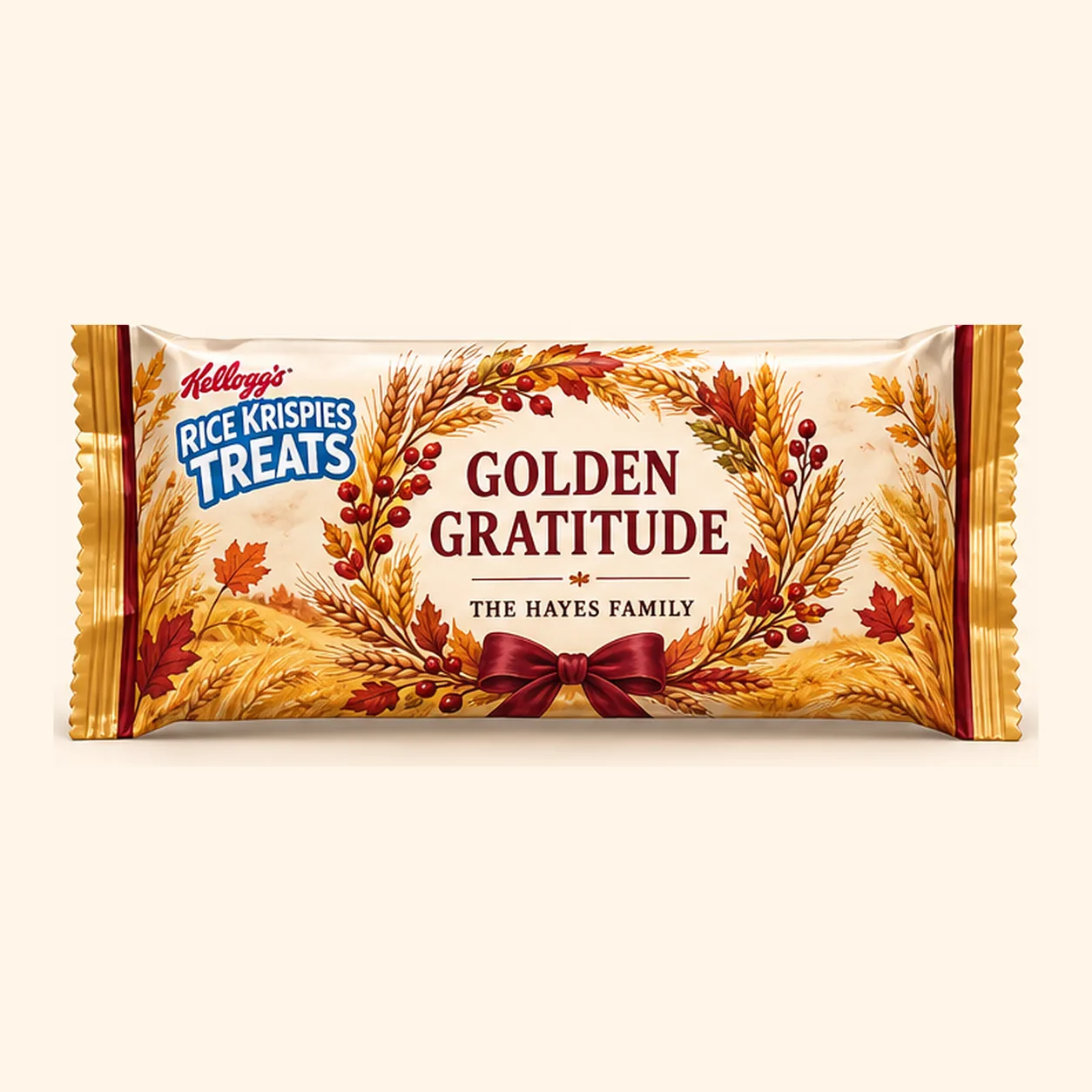 Golden gratitude Thanksgiving Rice Krispies treat