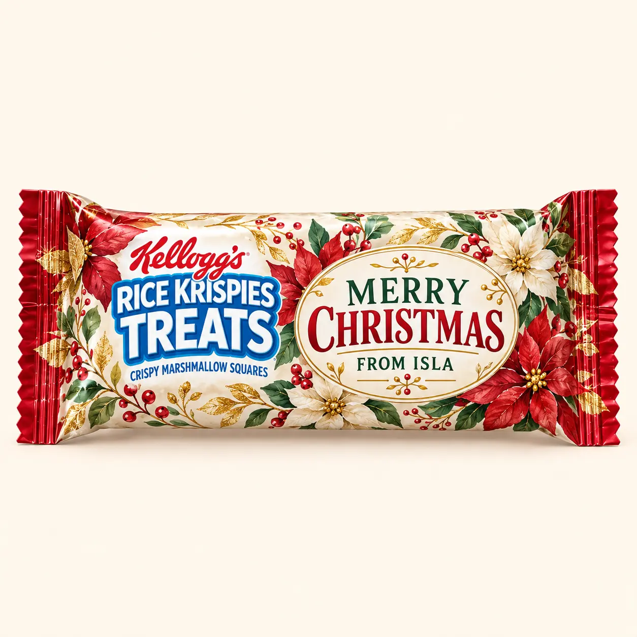 Poinsettia Christmas Rice Krispies treat