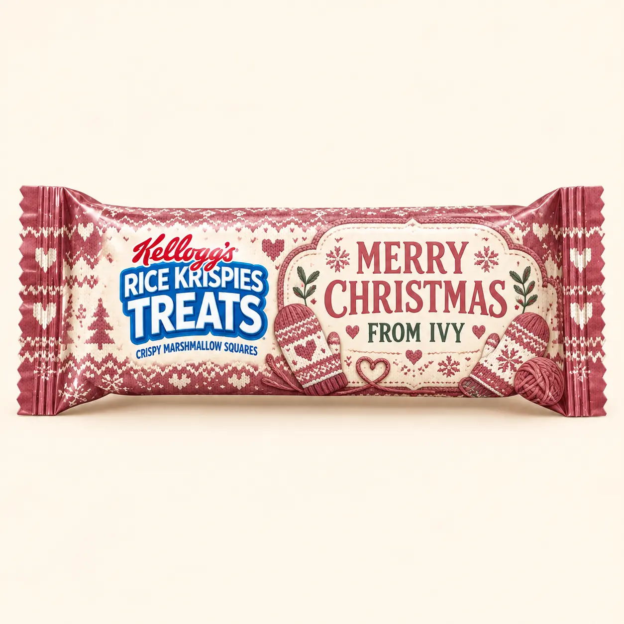 Cozy knit Christmas Rice Krispies treat