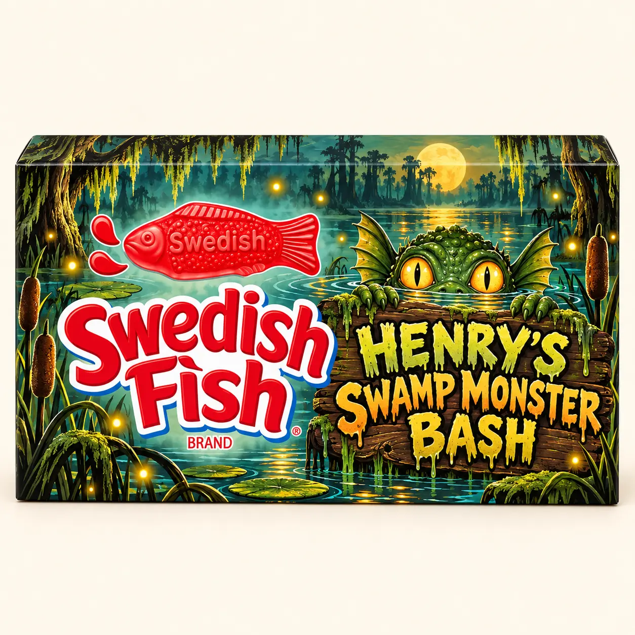Swamp monster Halloween Swedish Fish box