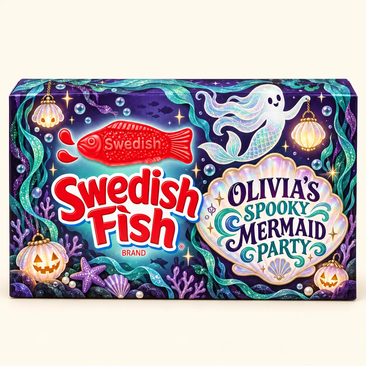 Spooky mermaid Halloween Swedish Fish box