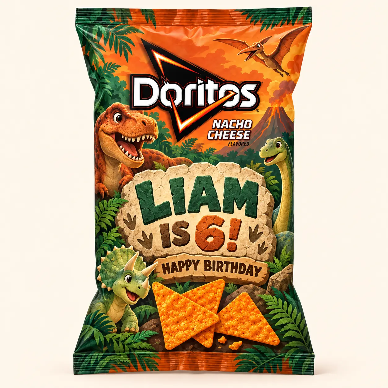 Dinosaur birthday Doritos bag