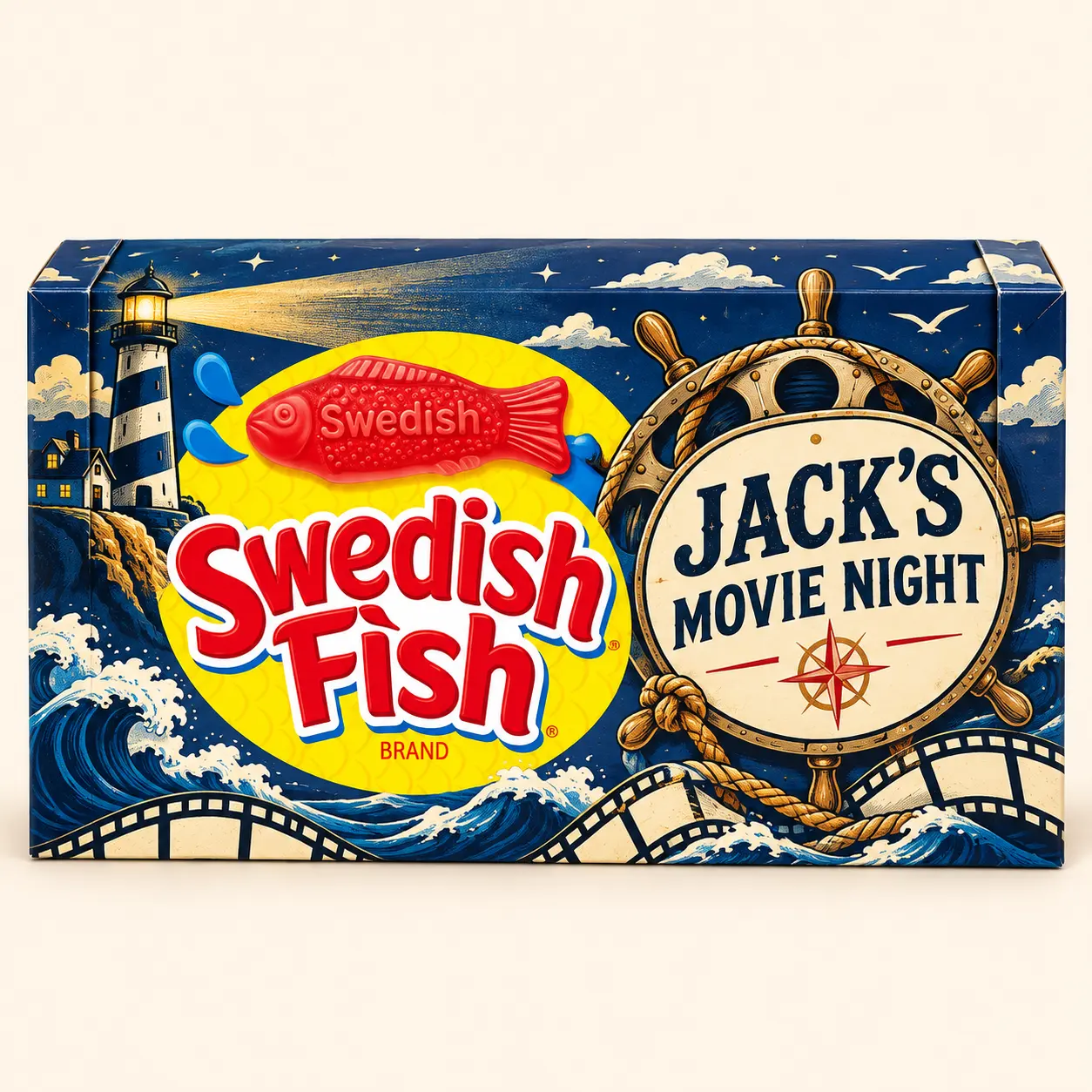 Nautical movie night Swedish Fish box