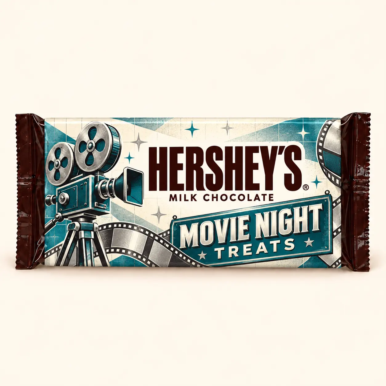 Teal movie night Hershey’s bar