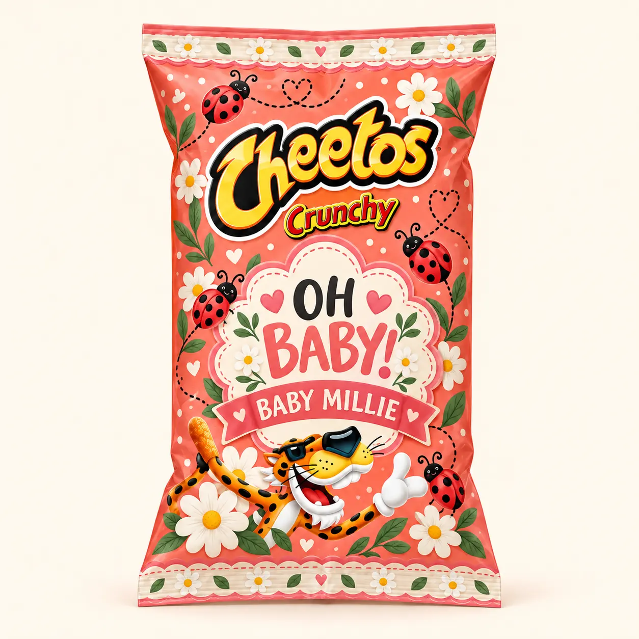 Ladybug baby shower Cheetos bag