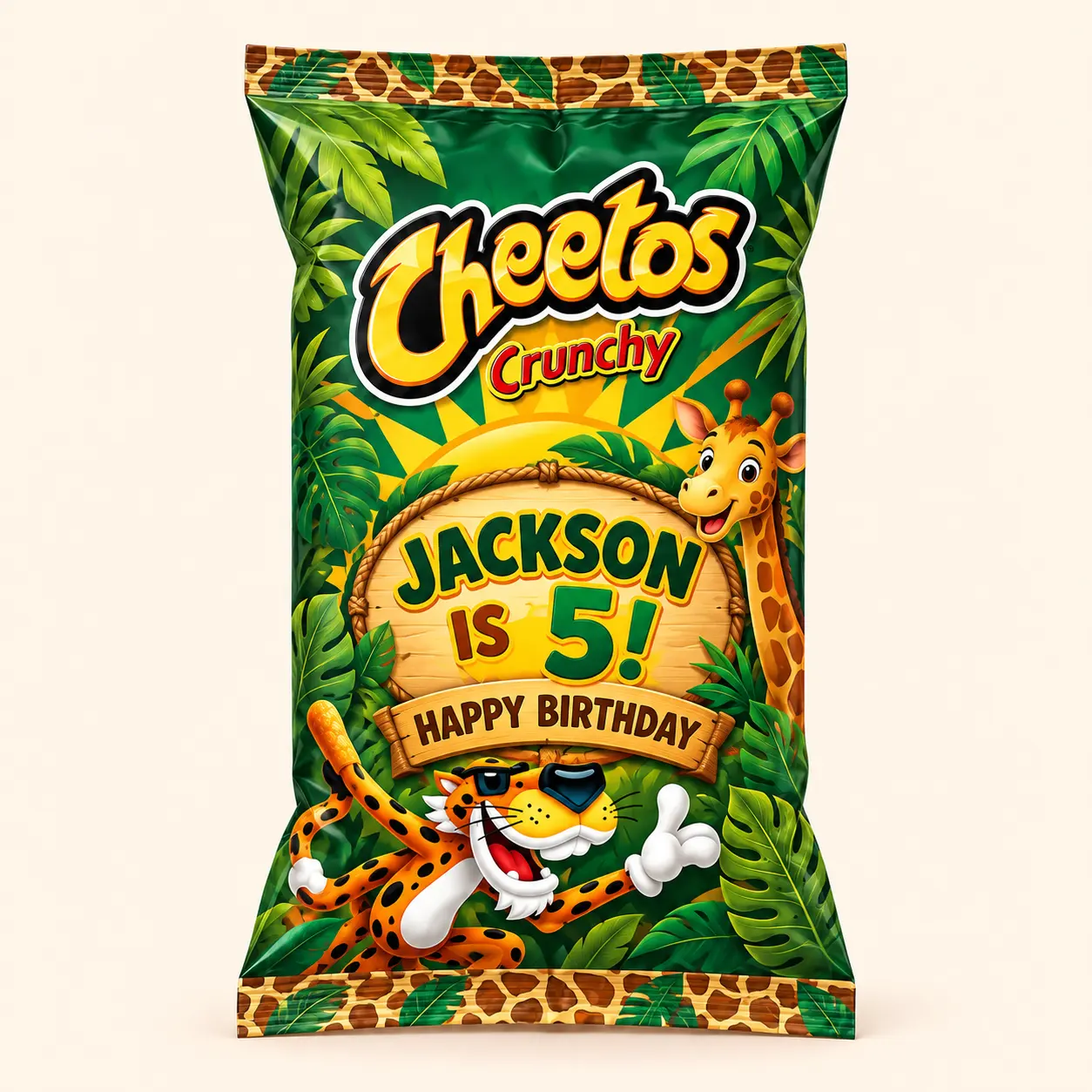 Safari birthday Cheetos bag