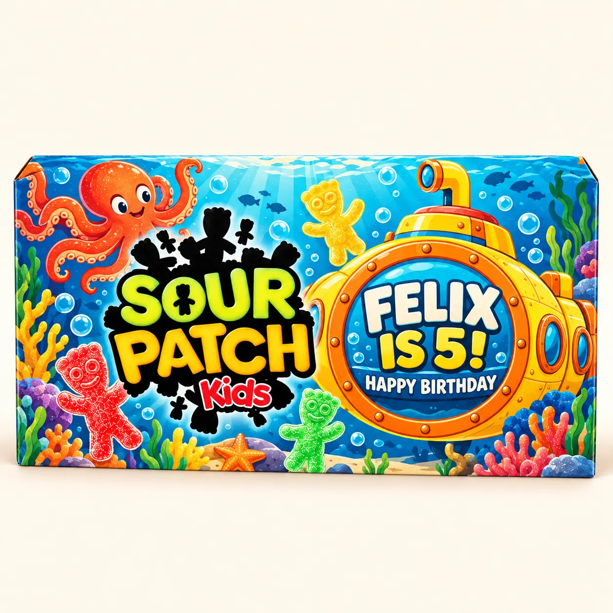 Submarine birthday Sour Patch Kids box