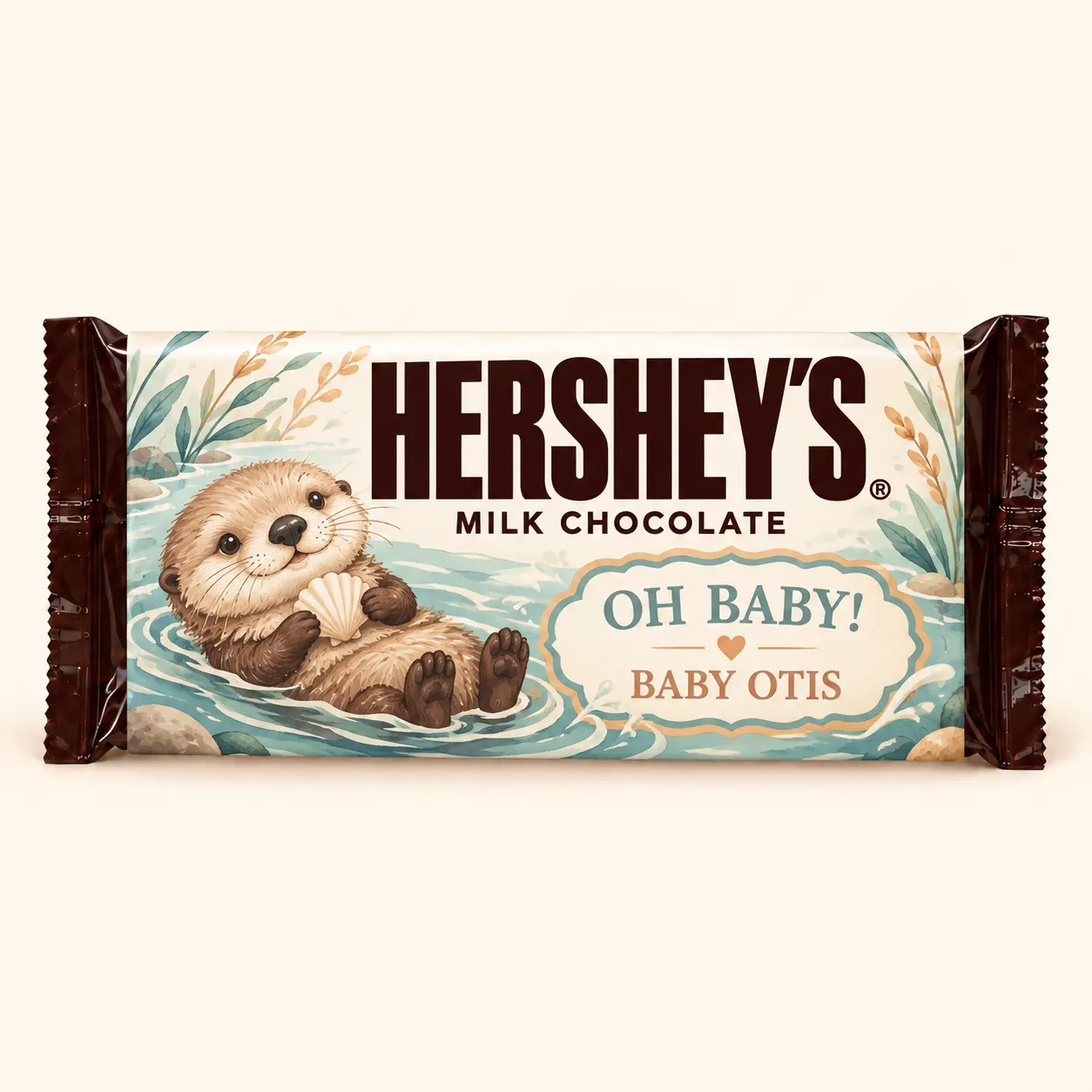 Otter baby shower Hershey’s bar