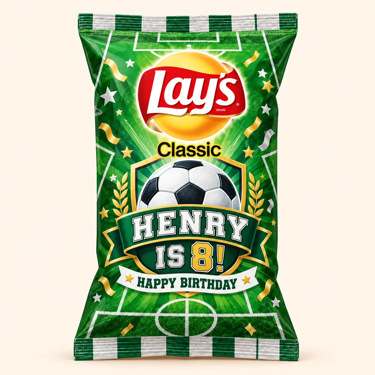 Soccer birthday Lay’s bag