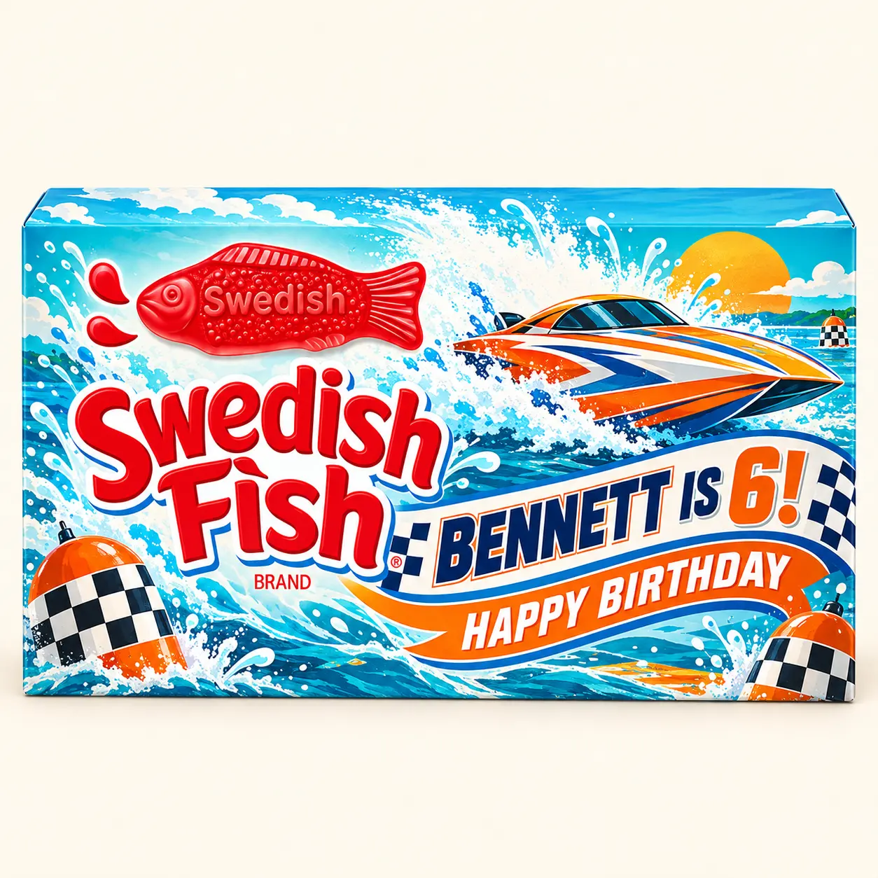 Racing birthday Swedish Fish box