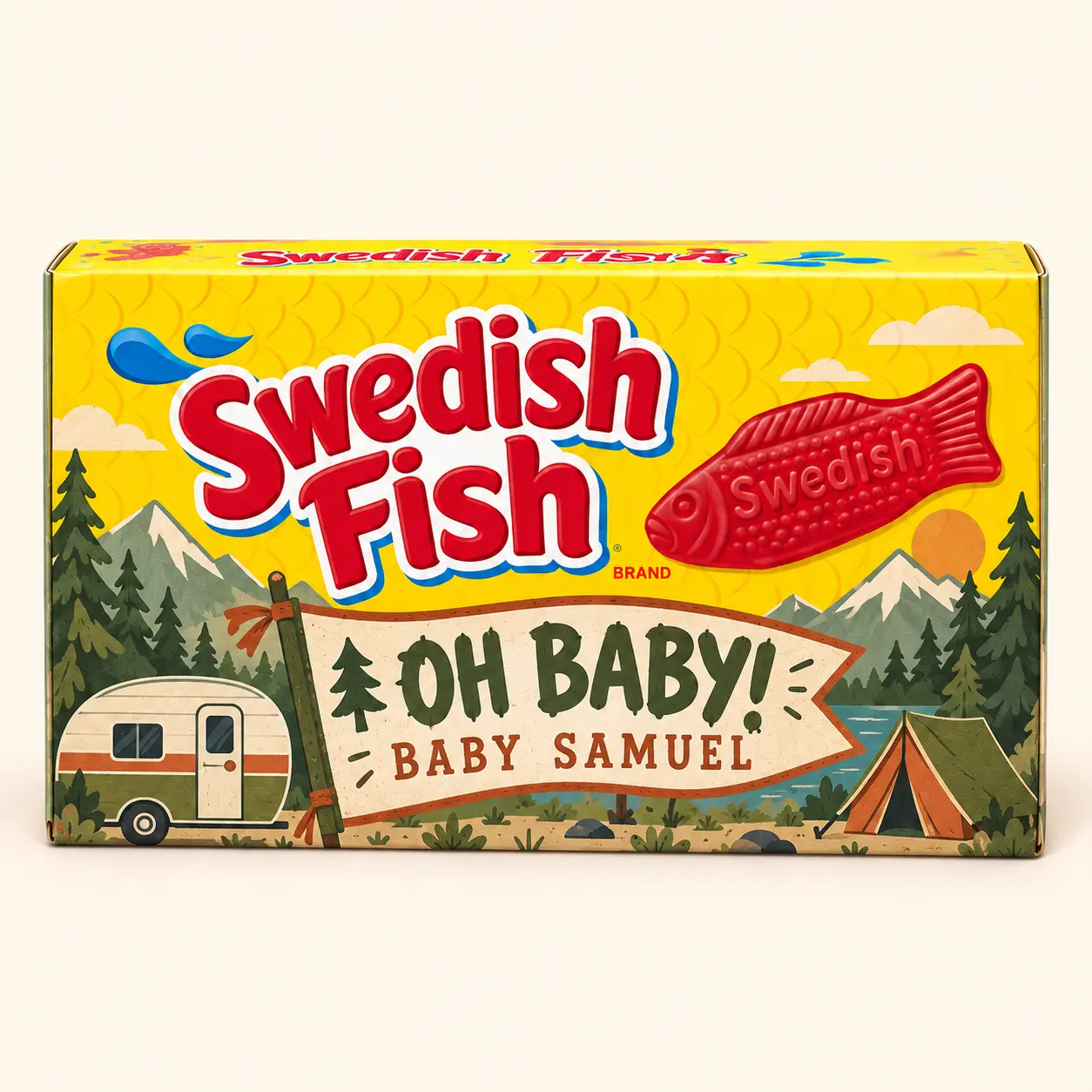 Camper baby shower Swedish Fish box