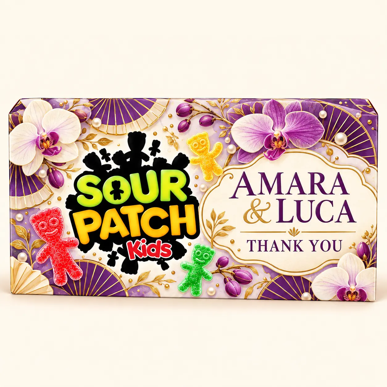 Orchid wedding Sour Patch Kids box
