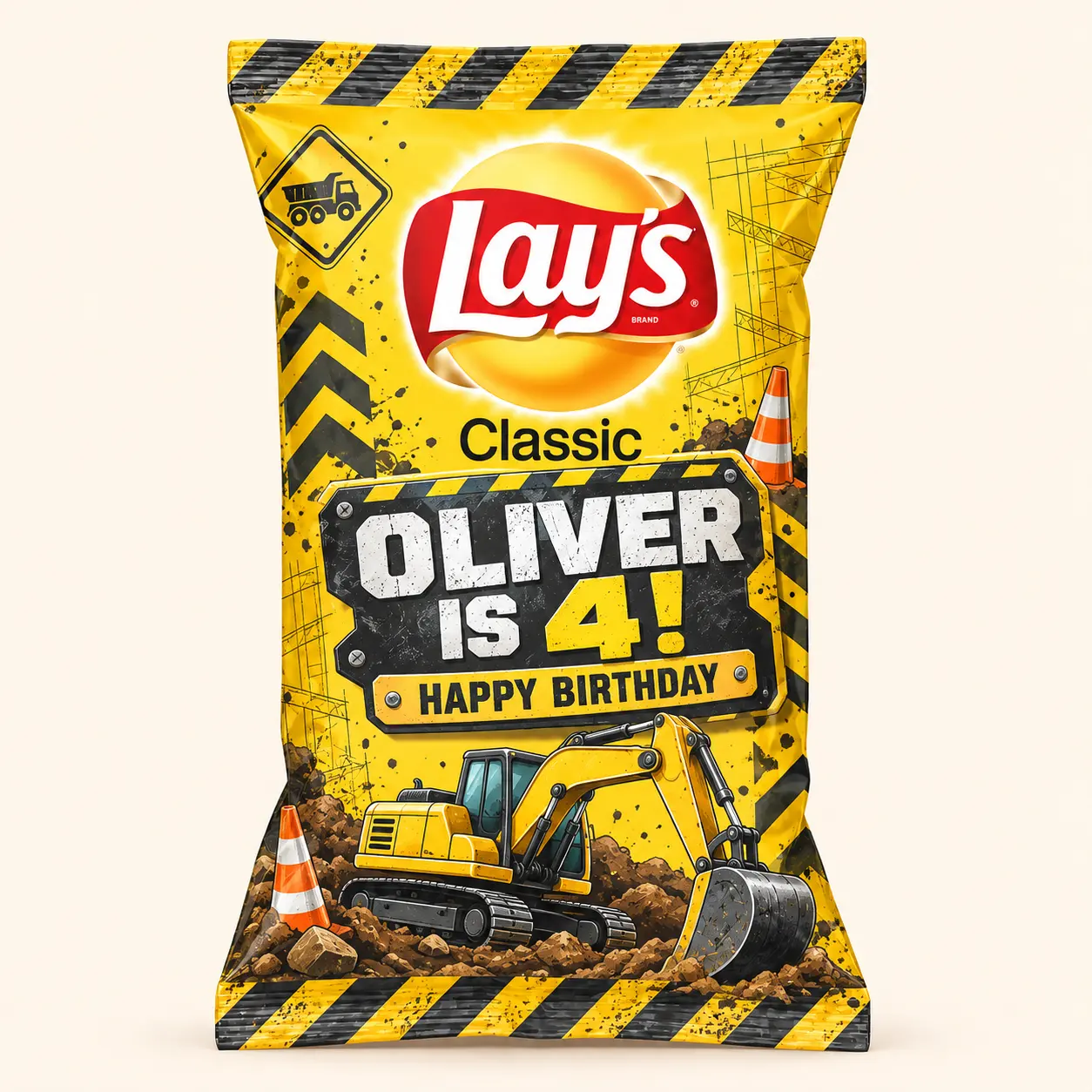 Construction birthday Lay’s bag