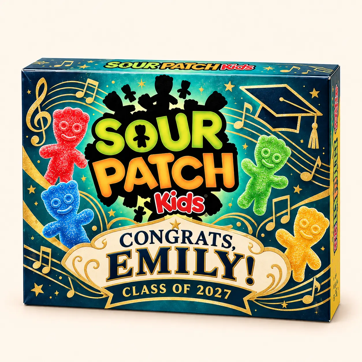 Musical graduation Sour Patch Kids box