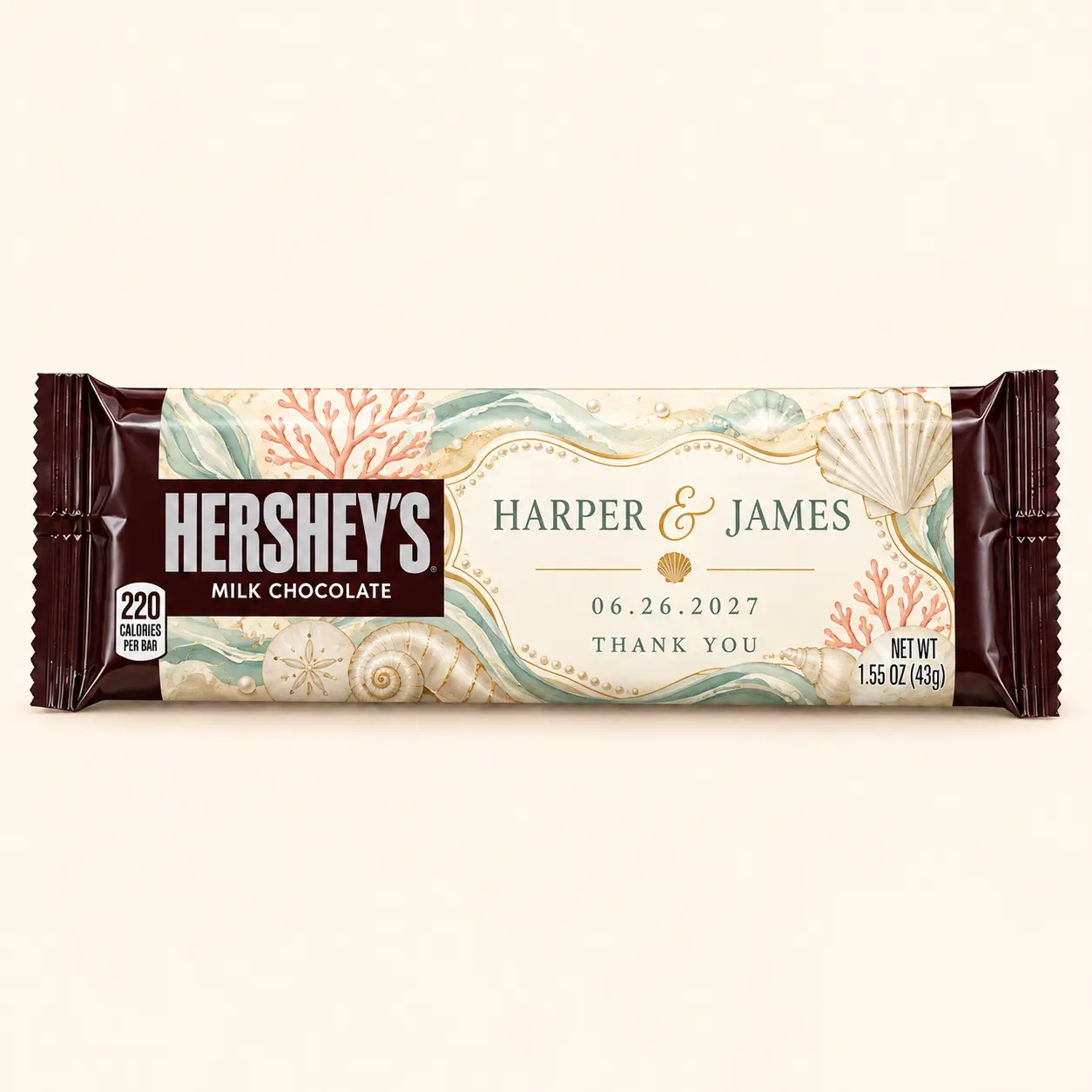 Seashell wedding Hershey’s bar