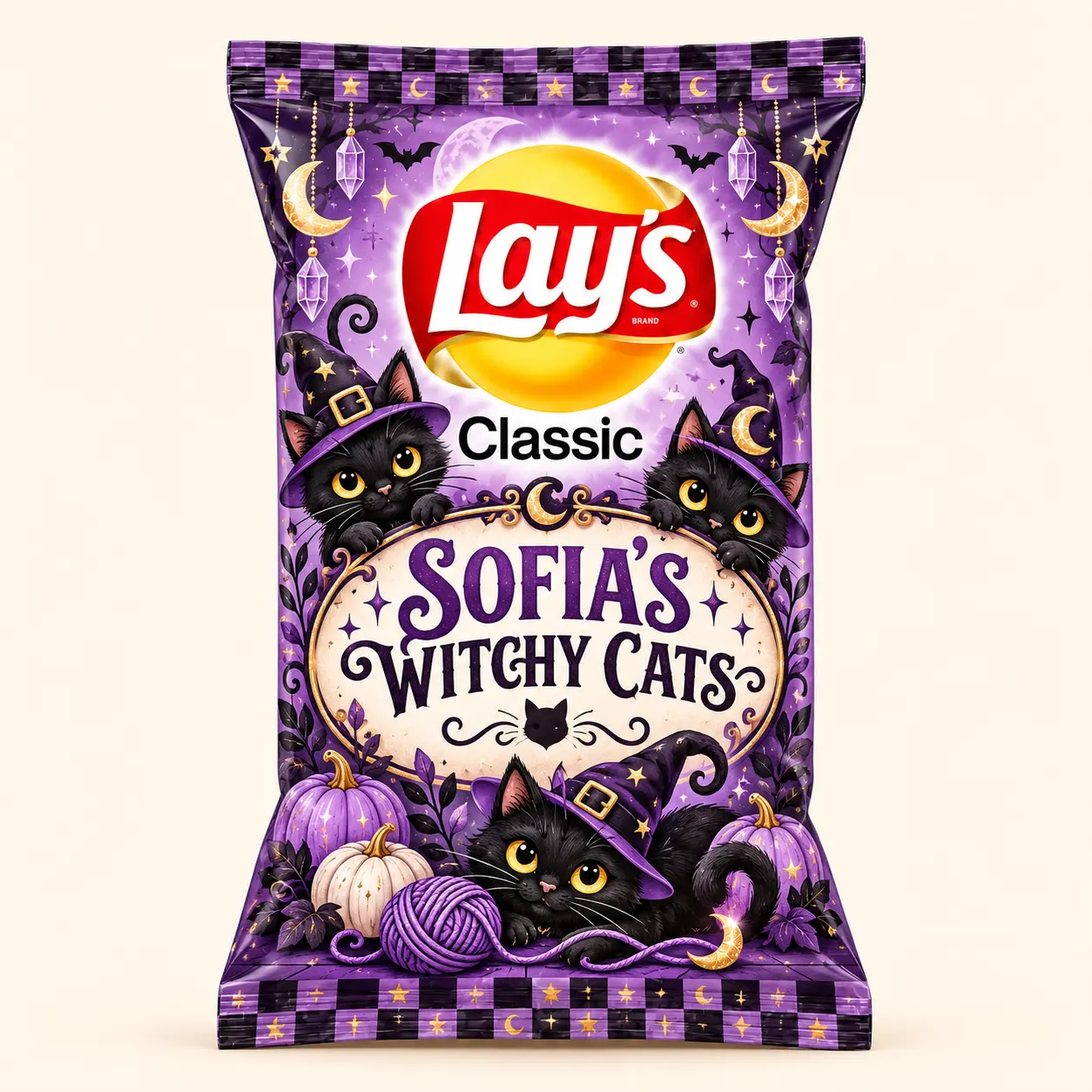 Witchy cats Halloween Lay’s bag