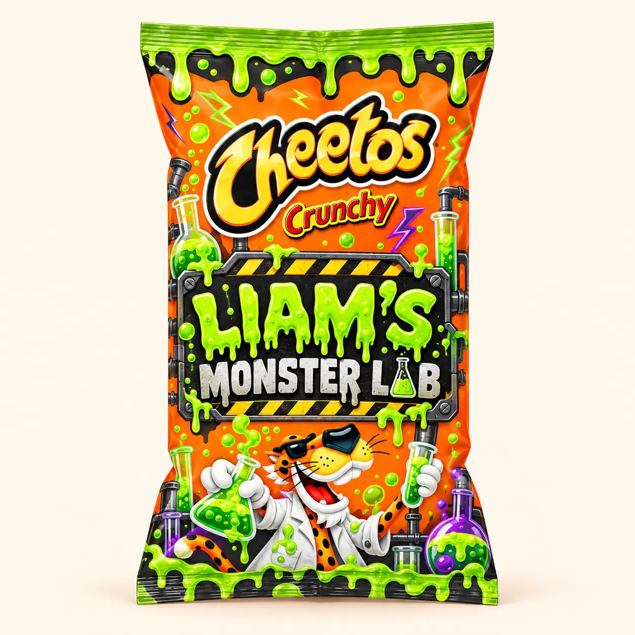 Monster lab Halloween Cheetos bag