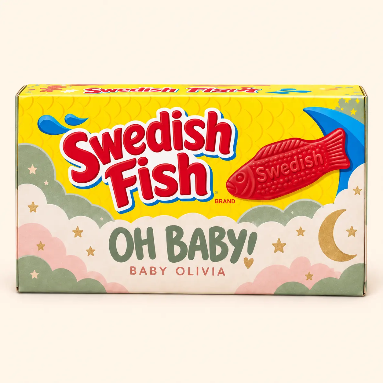 Sample Swedish Fish baby shower box