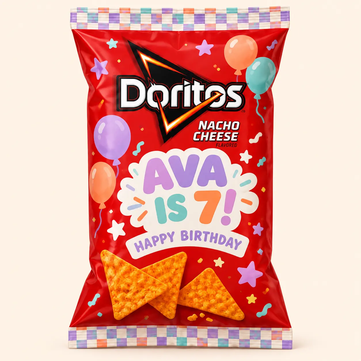 Sample Doritos birthday chip bag