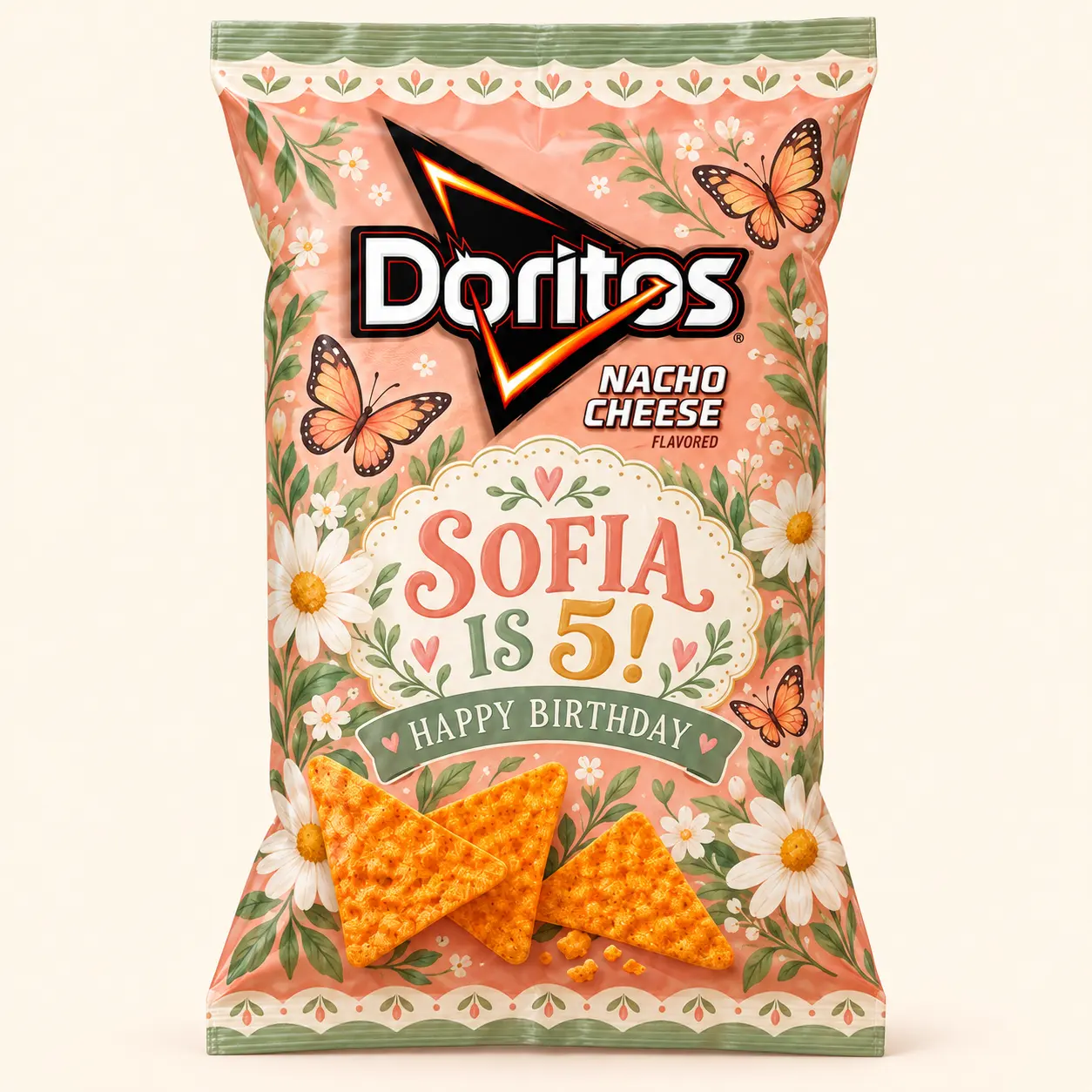 Daisy garden birthday Doritos bag