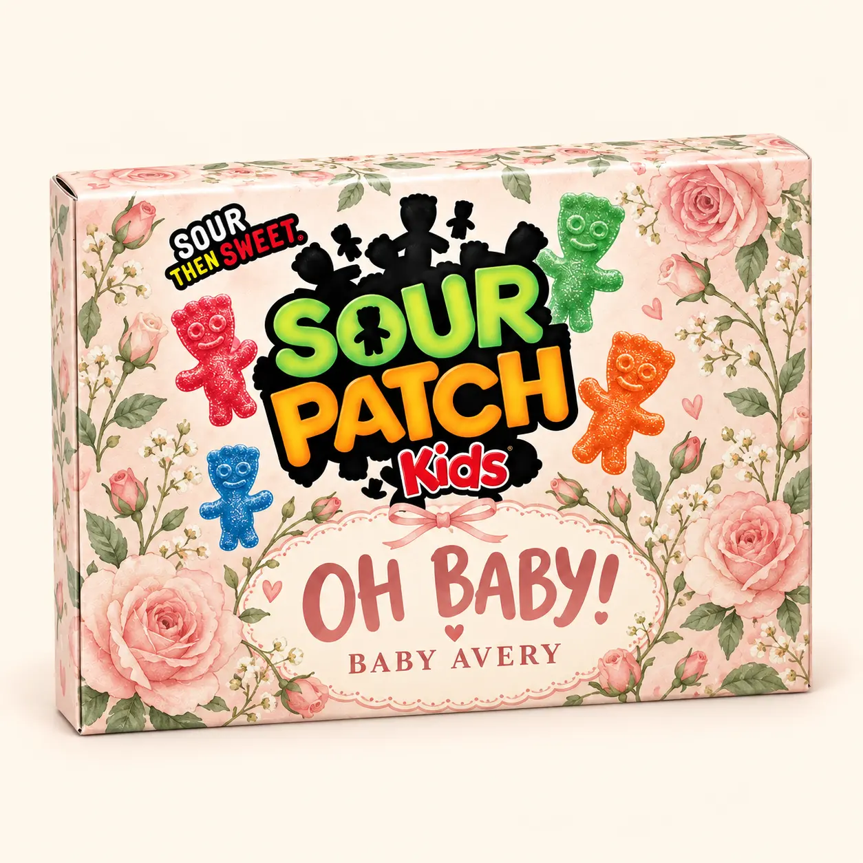 Rose blossom baby shower Sour Patch Kids box