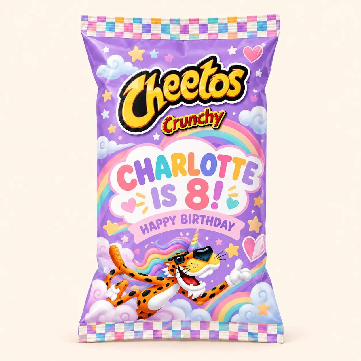Unicorn birthday Cheetos bag