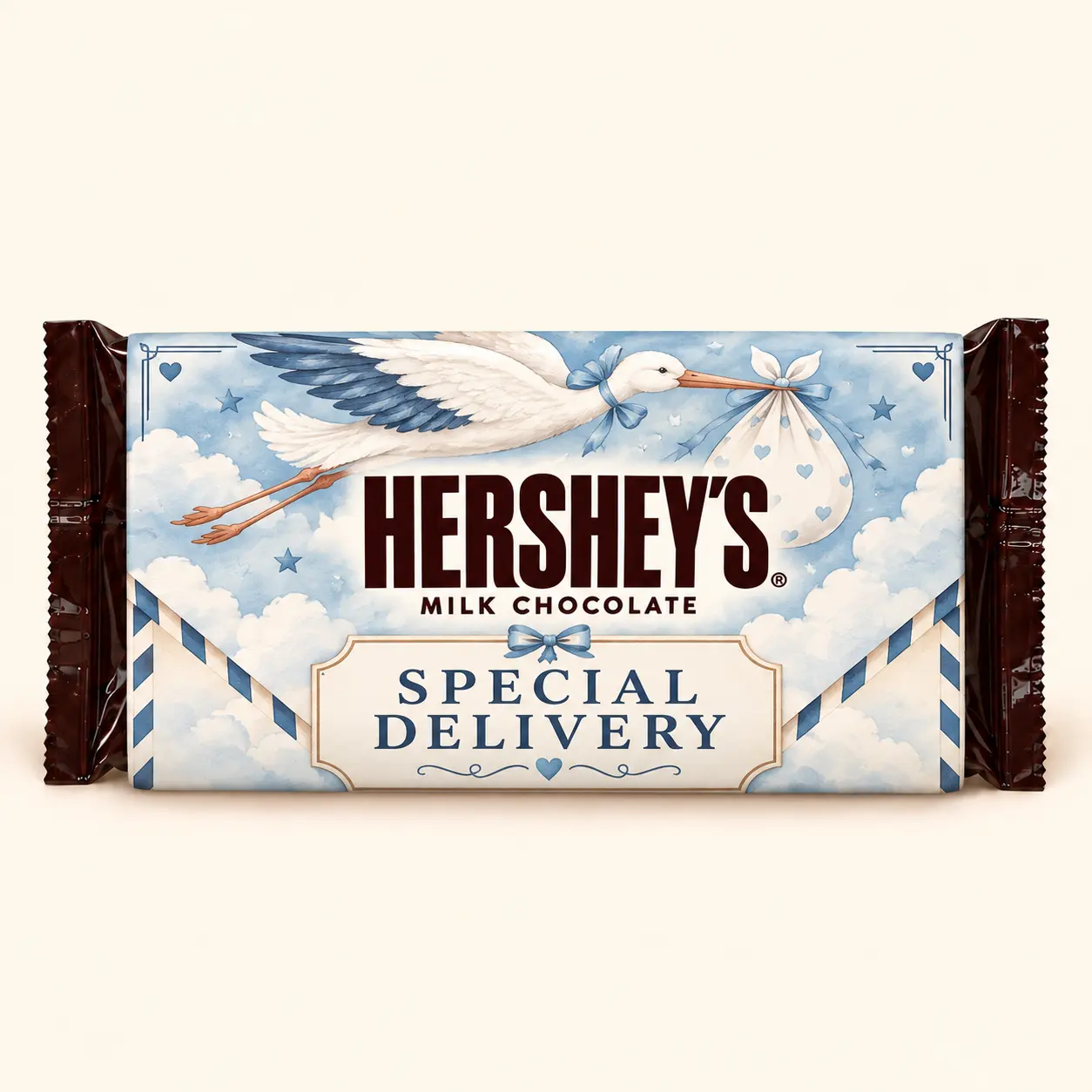 Special delivery baby shower Hershey’s bar