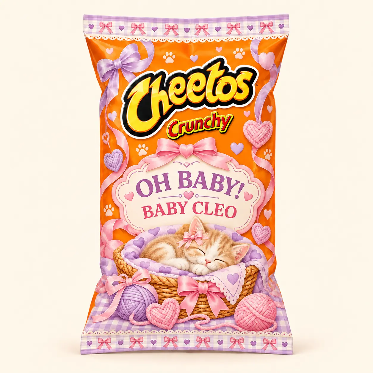 Kitten baby shower Cheetos bag