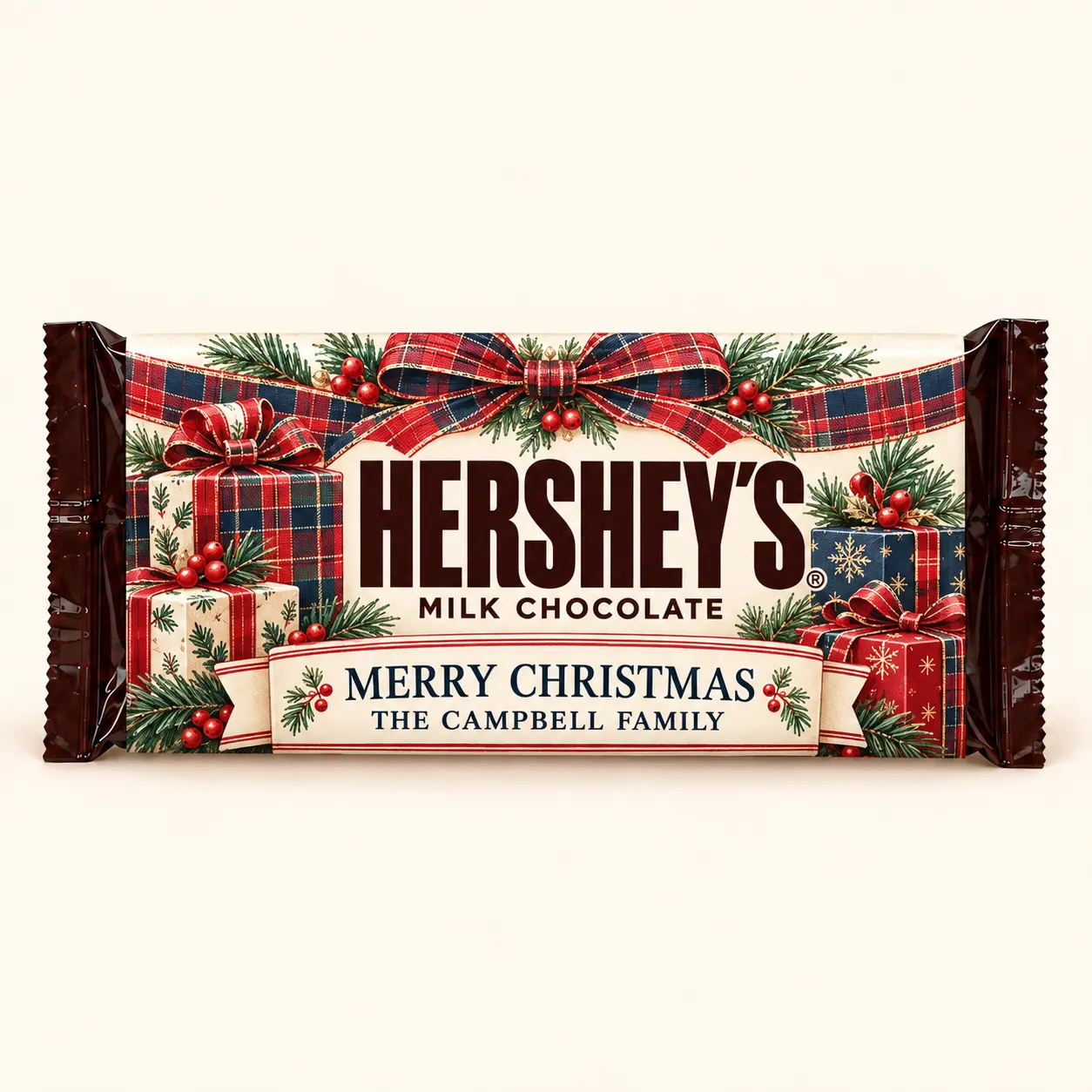 Plaid Christmas Hershey’s bar