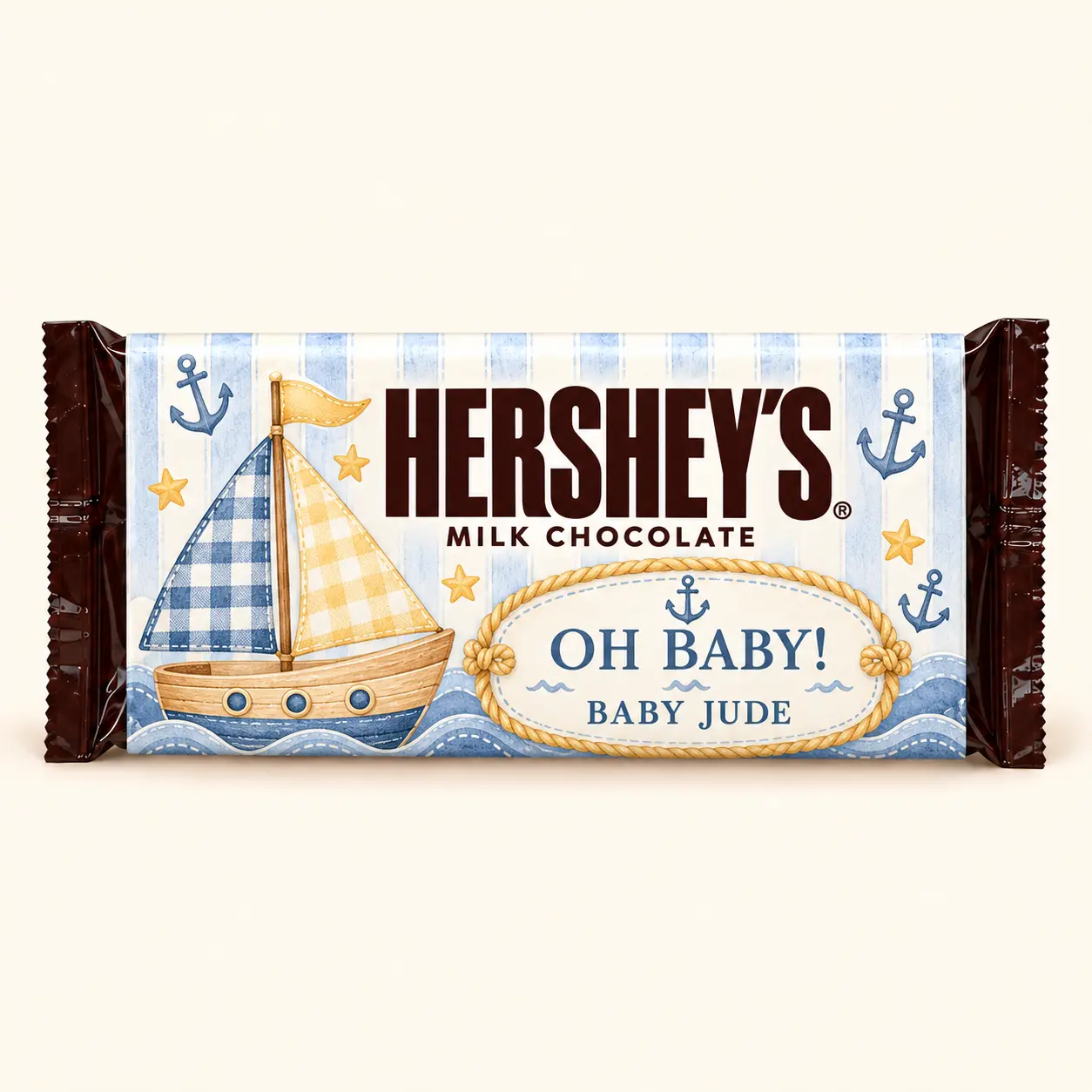 Sailboat baby shower Hershey’s bar