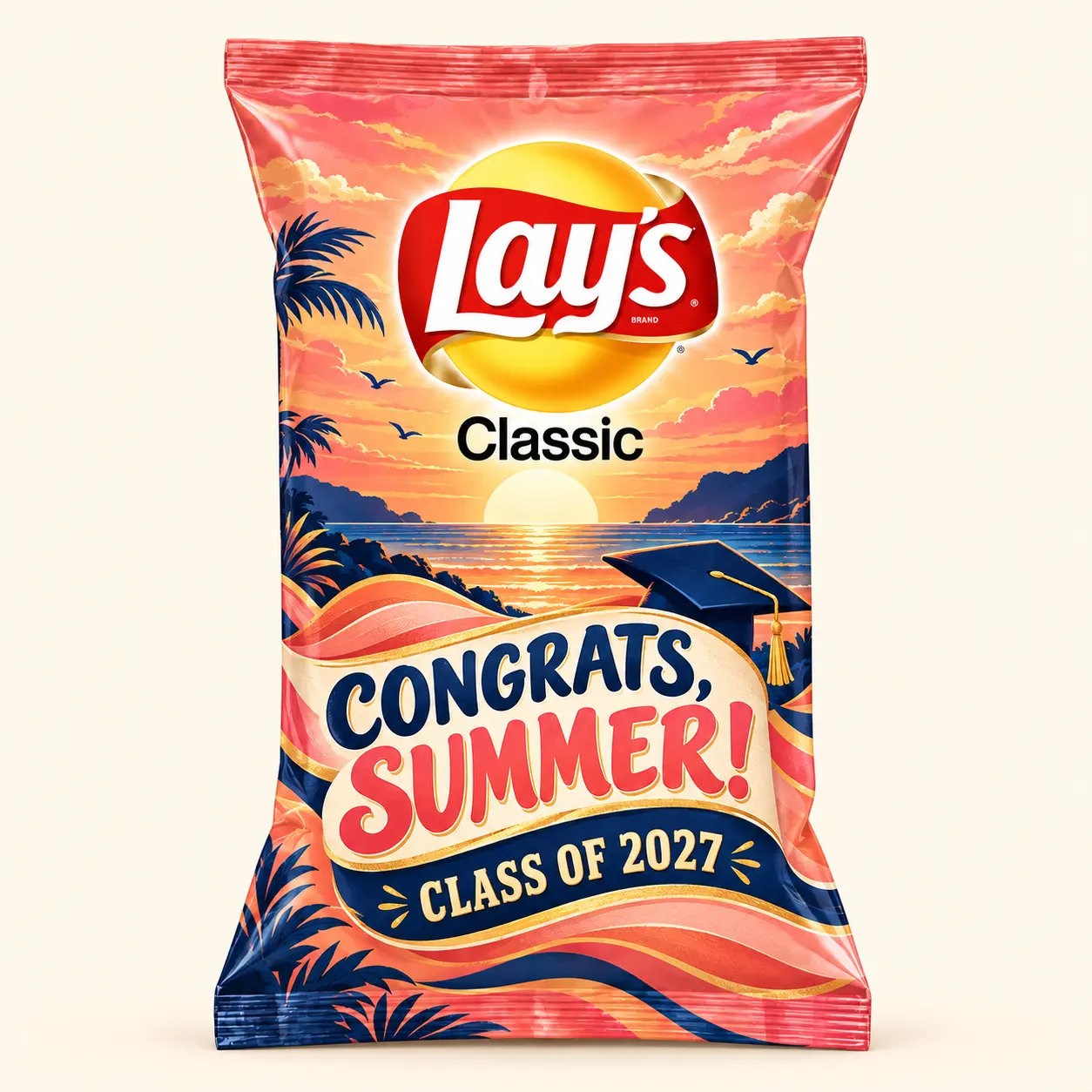 Sunset graduation Lay’s bag