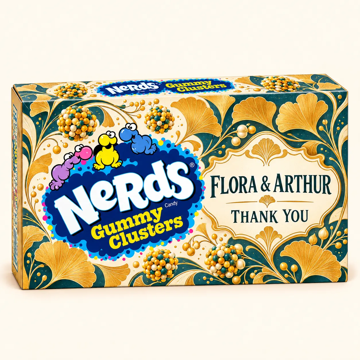 Gold filigree wedding NERDS box