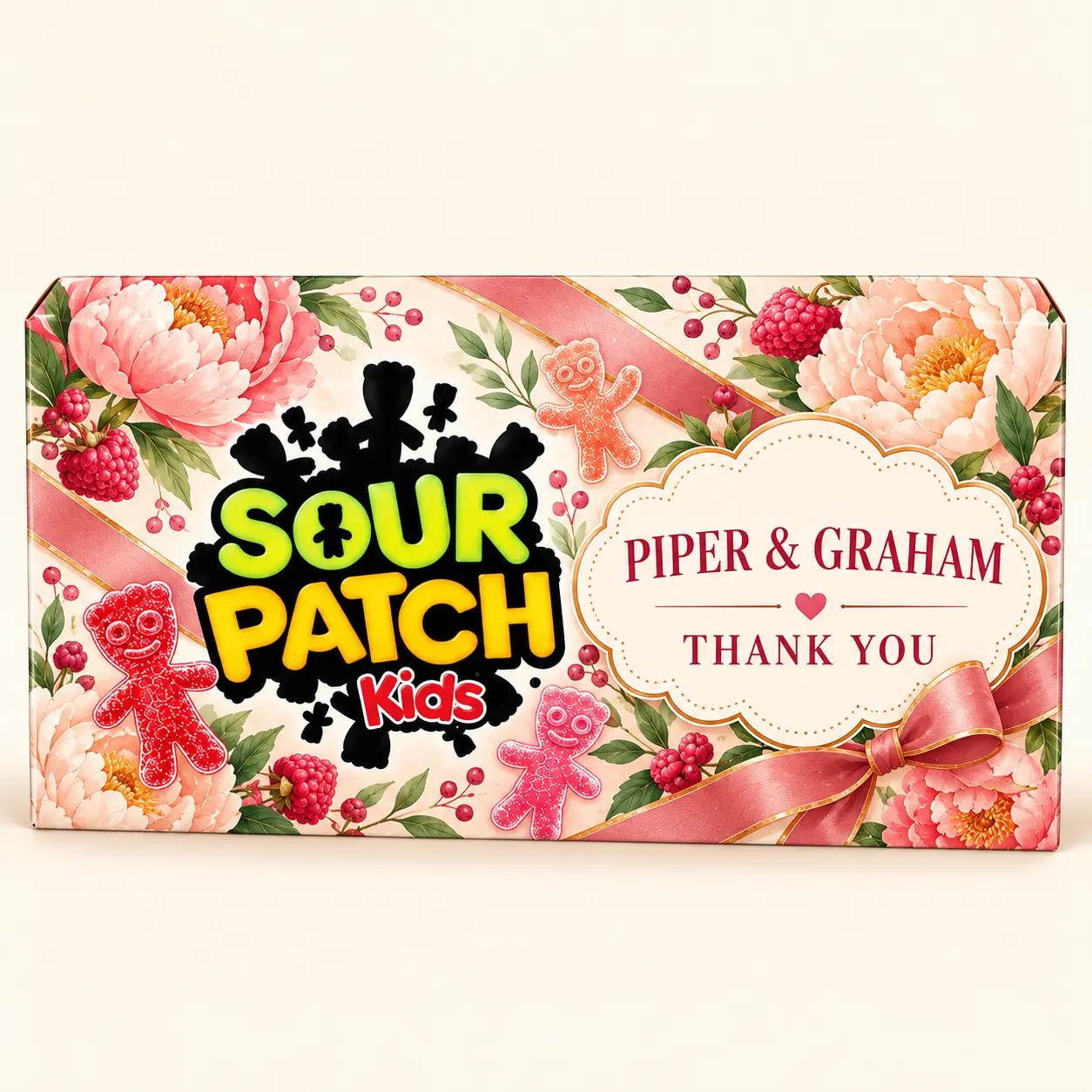 Floral wedding Sour Patch Kids box