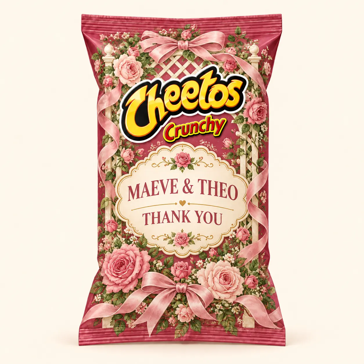 Rose wedding Cheetos bag