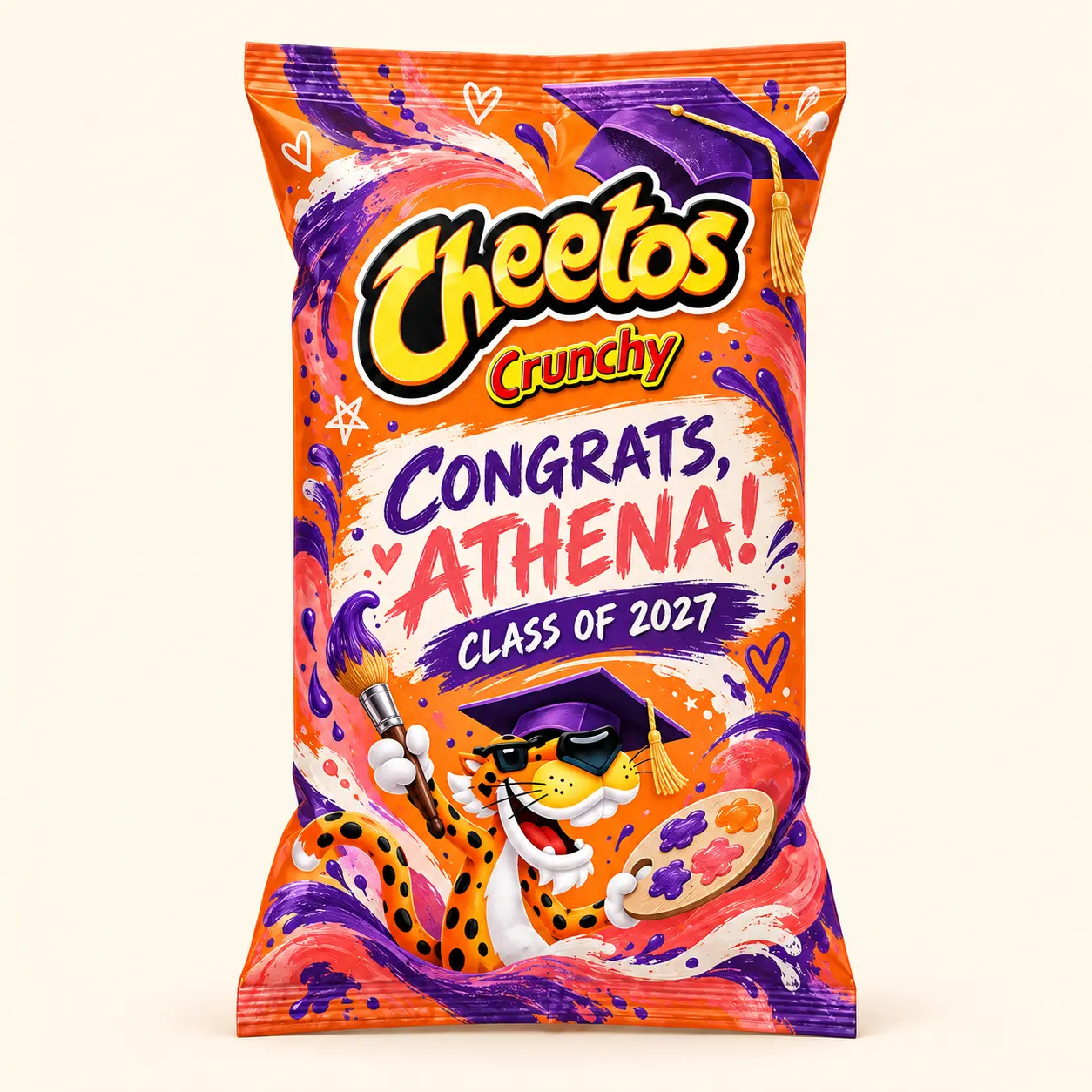 Leopard graduation Cheetos bag