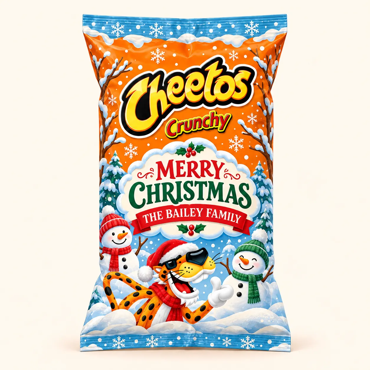 Snowman Christmas Cheetos bag