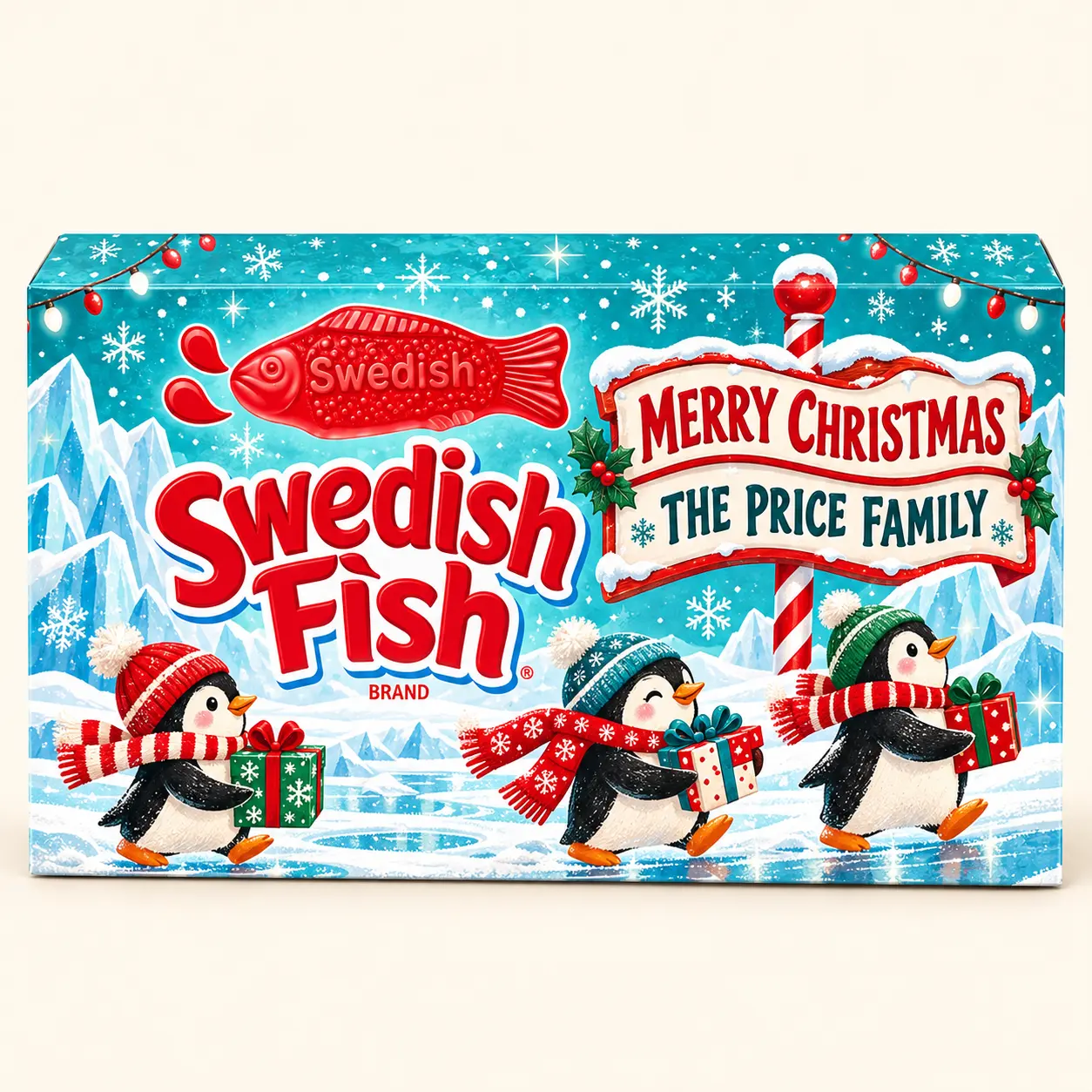 Penguin Christmas Swedish Fish box