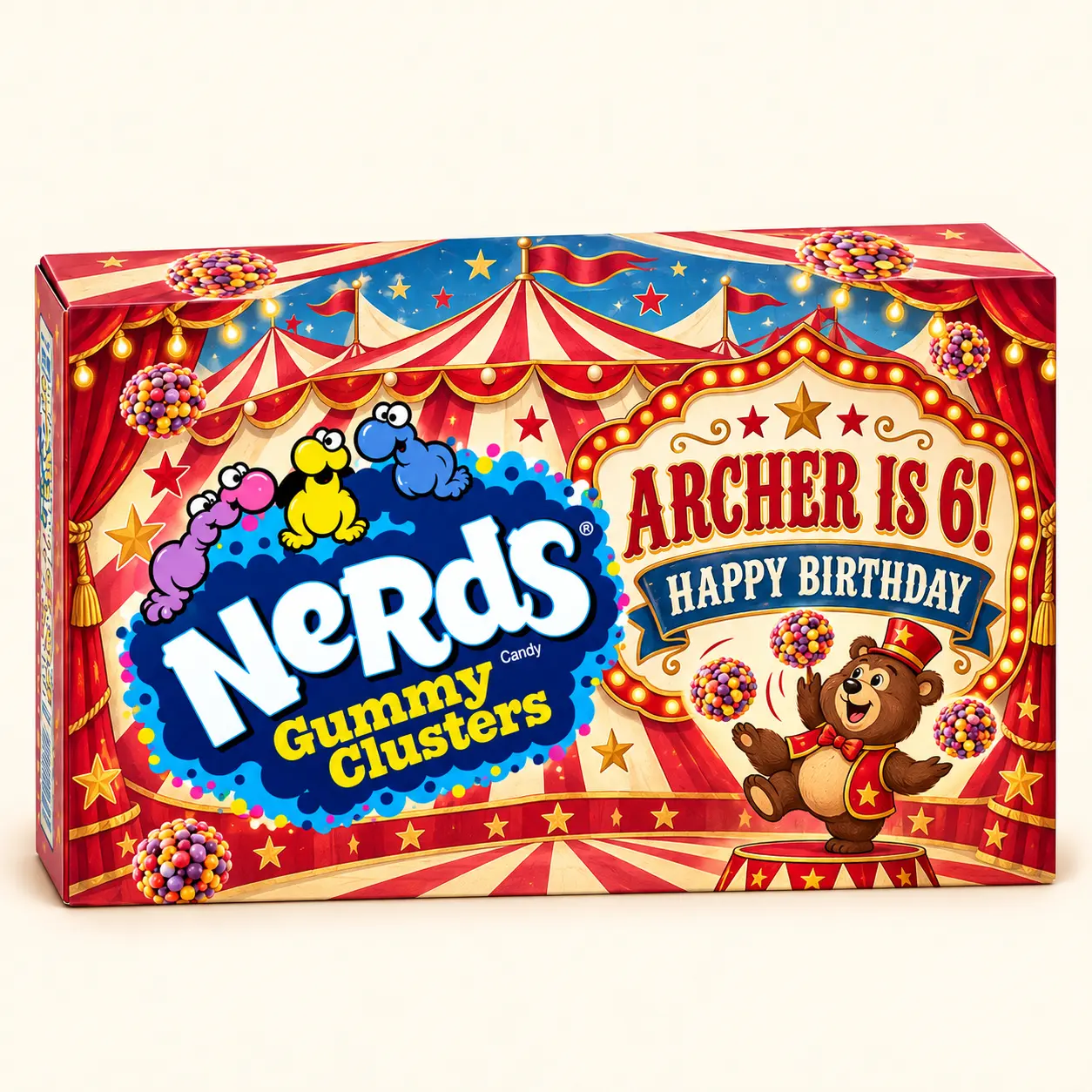 Circus birthday NERDS box