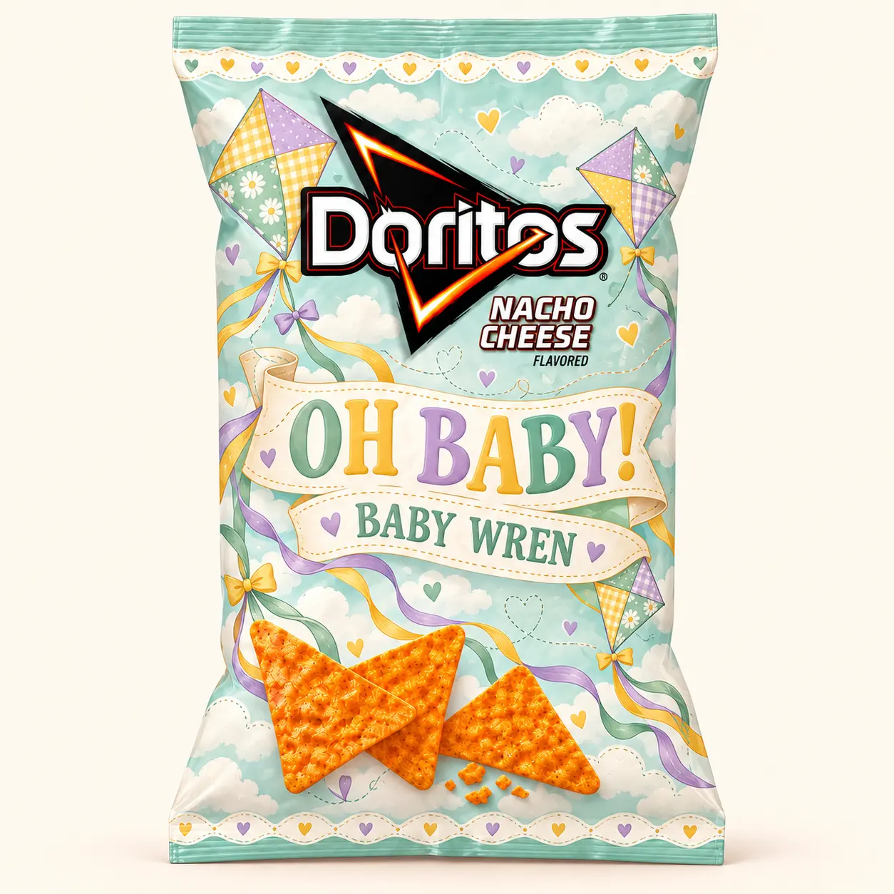 Bird baby shower Doritos bag