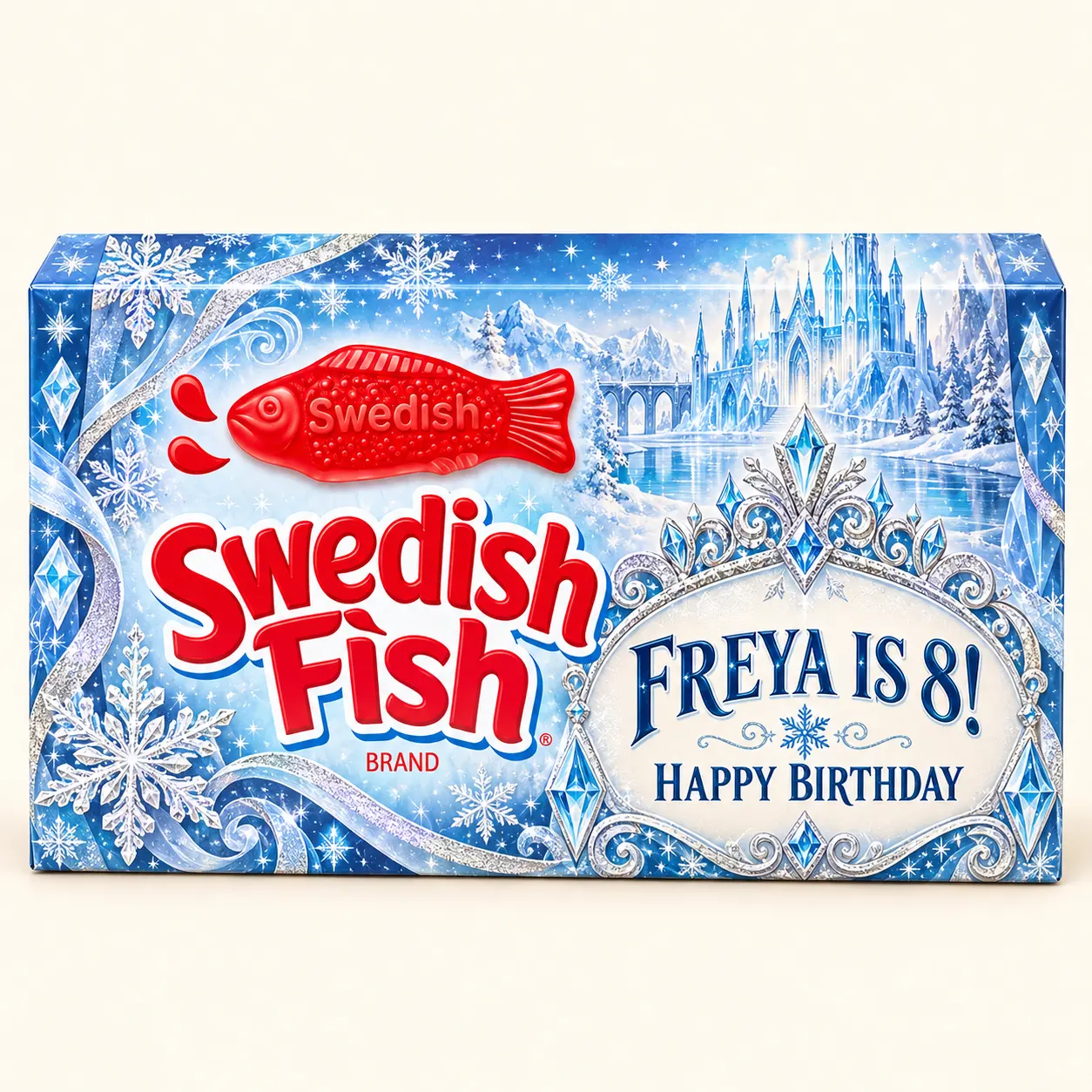 Snowflake birthday Swedish Fish box