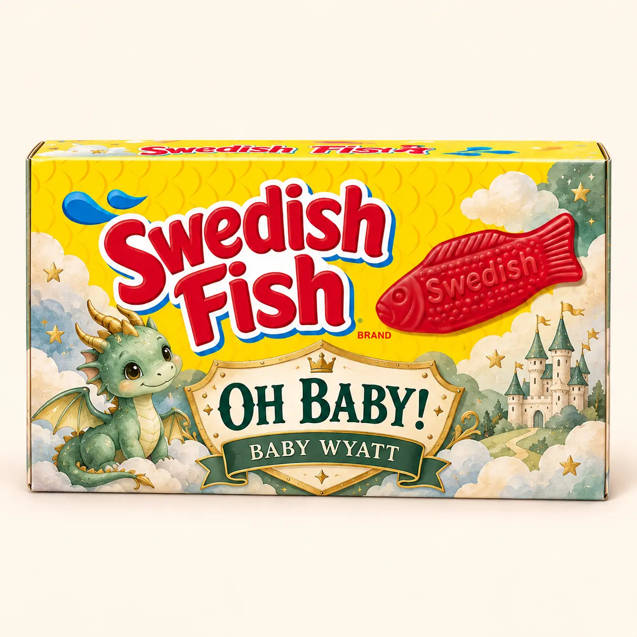 Jade dragon baby shower Swedish Fish box