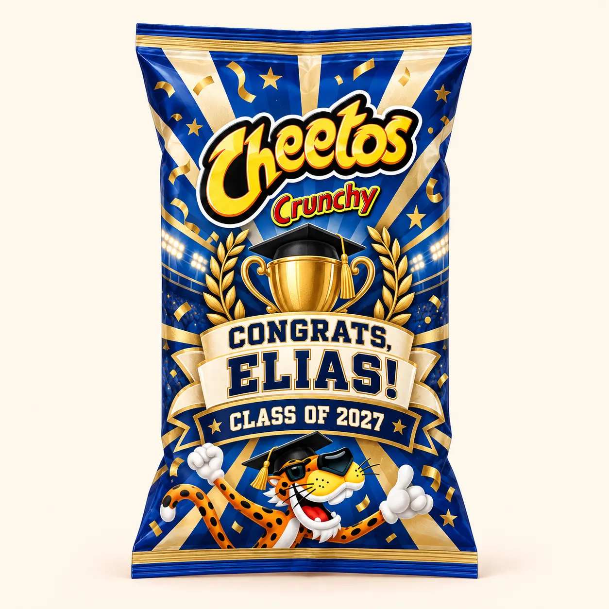 Trophy graduation Cheetos bag